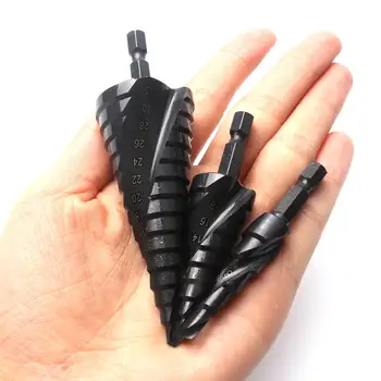 1PCS HSS 4-12mm 4-20mm 4-32mm Hex Shank Nitriding Black Spiral Grooved Step Drills Cobalt Kit Metal Hole Cutter Power Tools 1
