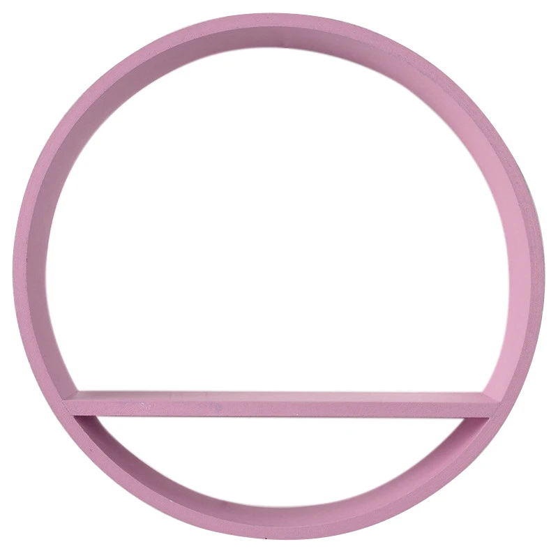 Pink Деревянная круглая плавающая полка, Круглый Органайзер для хранения дома, витрина, держатель, полка, Настенный декор - Цвет: Pink