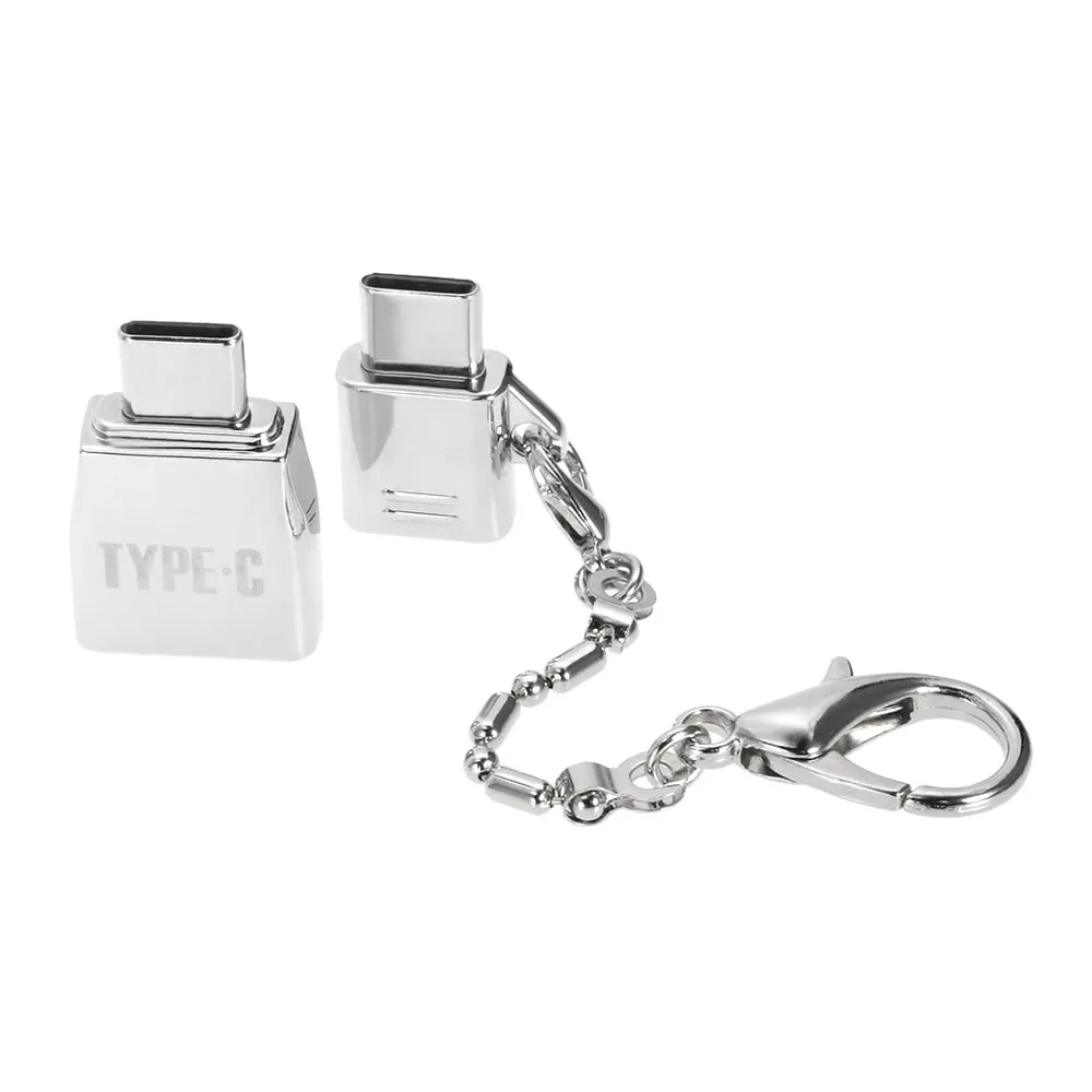 Комплект адаптеров type-C конвертер Micro USB-type C адаптер и USB-type-C с функцией OTG-Серебристый