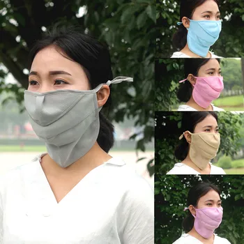 

Women Chiffon Mask Reusable Face Mask Dustproof Face Cover Washable Chiffon Mouth Muffle Adjustable Neck Tube Gaiters mascarilla