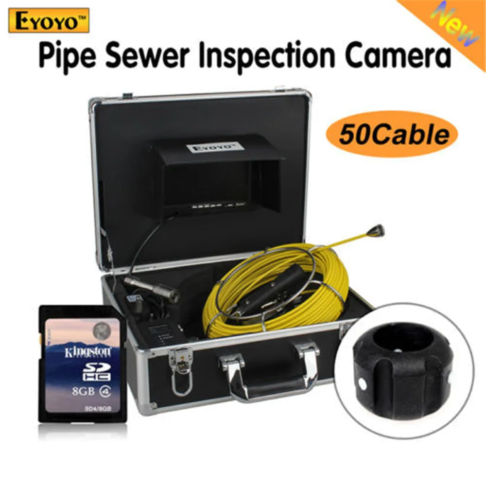 

Eyoyo Pipe Pipeline Inspection Camera 50M/164ft Drain Sewer Industrial Endoscope Video Plumbing System with 7 Inch LCD Monitor