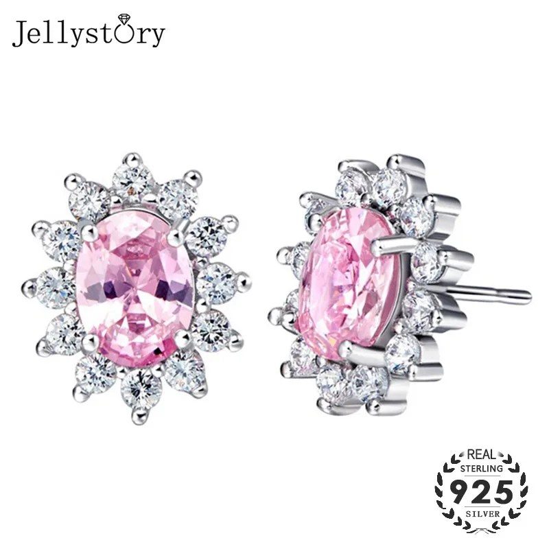 Jellystory Серебро 925 серьги гвоздики с 6*8 мм овальная рубиновый драгоценный камень в
