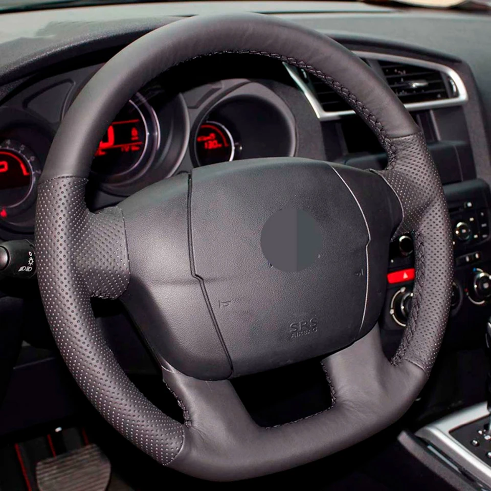 Ручной работы черный PU искусственная кожа автомобильные чехлы на руль чехол для Citroen C4L C4