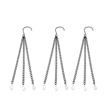 

3 Pcs Flower Pot Hanging Chain Plating Iron Hanging Basket Accessories Balcony Courtyard Garden Plant Pot Hanging Hook Supplies