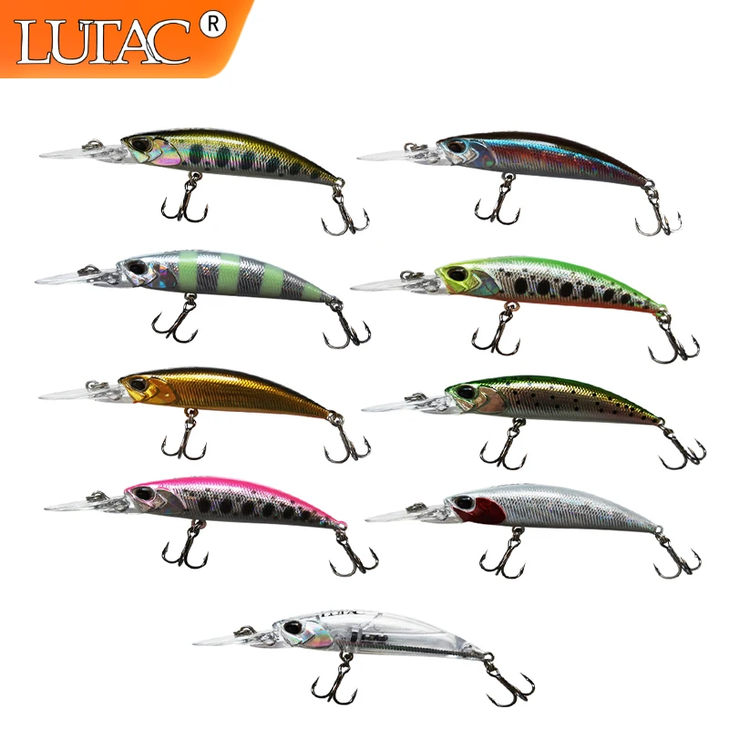 

Lutac Minnow Fishing Lures Hard Plastic Artificial Baits Jerkbait BKK Treble Hooks Outdoor Colorful