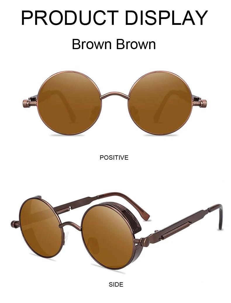 Óculos de sol steampunk vintage redondos design retrô_voghion.com