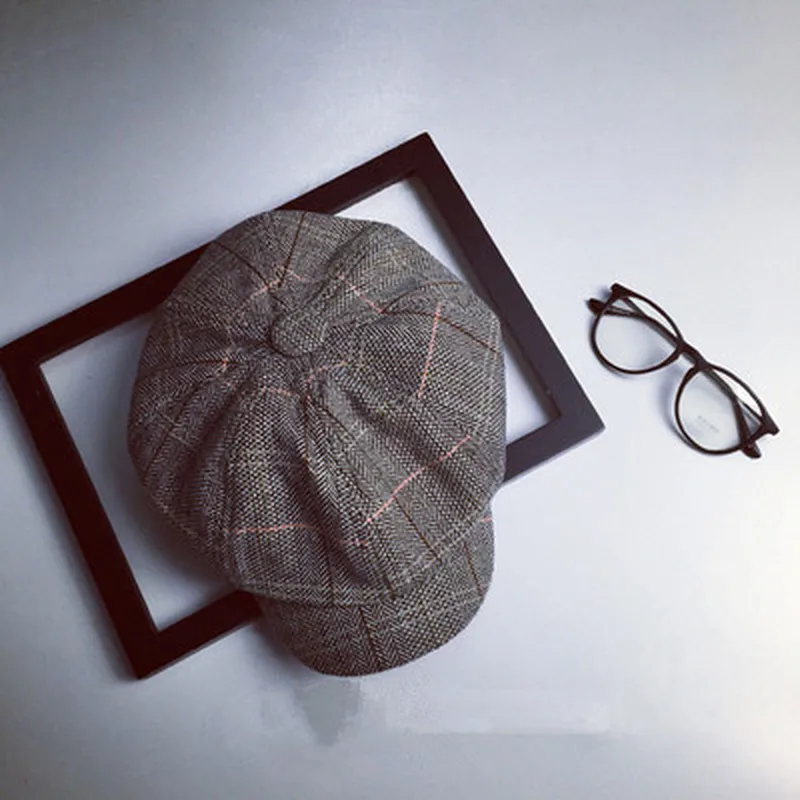 

Men Berets Hat Autumn New Vintage Herringbone Octagon Cap Women'S Casual Pumpkin Hat Gatsby Flat Beret Hats Wholesale and Retail