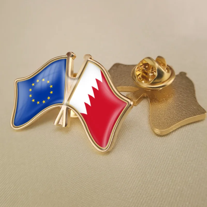Европейский союз и Бахрейн Скрещенные двойной флаг дружбы нагрудные штифты