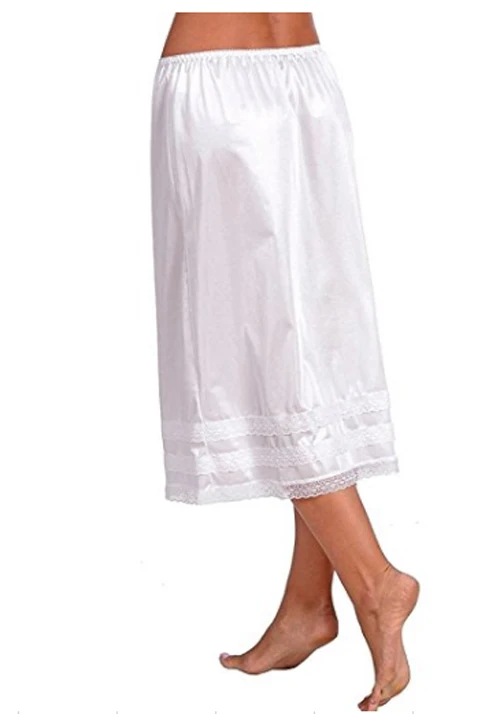 Модная женская кружевная юбка средней длины с эластичной резинкой на талии, однотонные вечерние юбки для покупок, Нижняя юбка, Повседневная Нижняя юбка, L-3XL