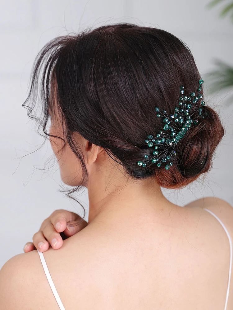 Wedding Hair Accessories Casual Headpieces Green Hair comb Handmade Headdress Chic party and prom for women Bridal Jewelry