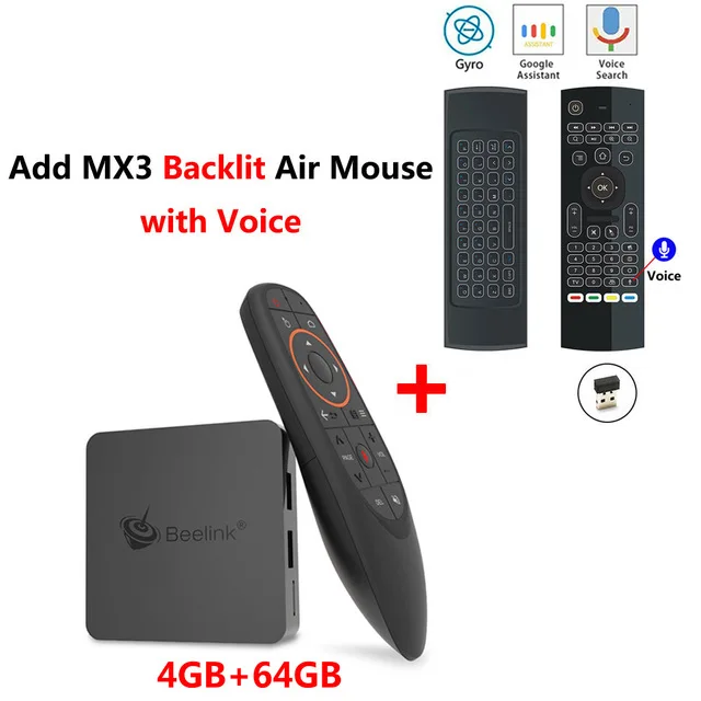 Beelink GTMINI-A android 8.1 smart tv box Amlogic S905X2 Quad Core DDR4 4GB 32GB set top box 2.4G 5G Wifi 1000M 4K media player - Цвет: 4GB64GB add mx3l mic