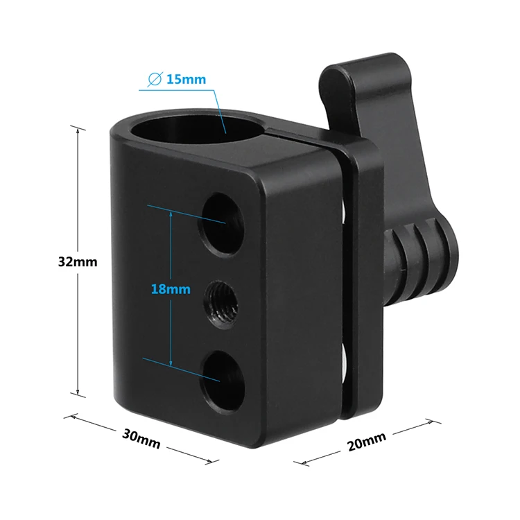 Kayulin Solid Single 15mm Rod Clamp Adapter With 1/4"-20 Mounting Screws