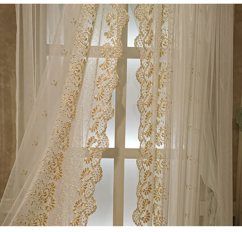2022 New Curtains for Living Dining Room Bedroom Jane Ousheng Embroidered Window Tulle  Matching Translucent Screen Curtain