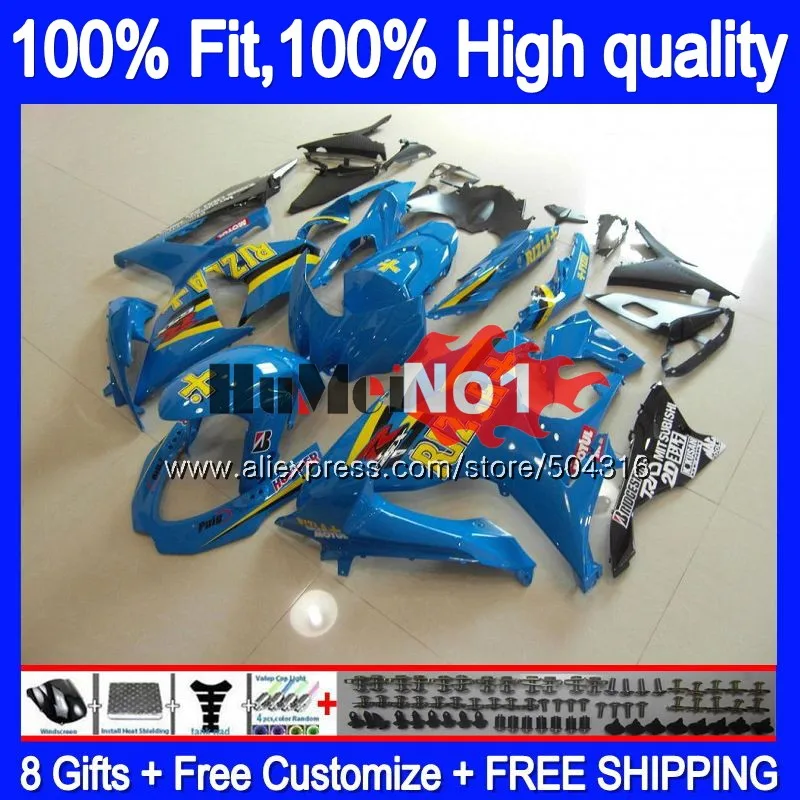 Инъекции для SUZUKI K9 GSXR1000 GSXR 1000 23MC. 132 GSXR-1000 2009 2010 09, 10, 11, 14, 15, 16 лет OEM rizla Blue обтекатель
