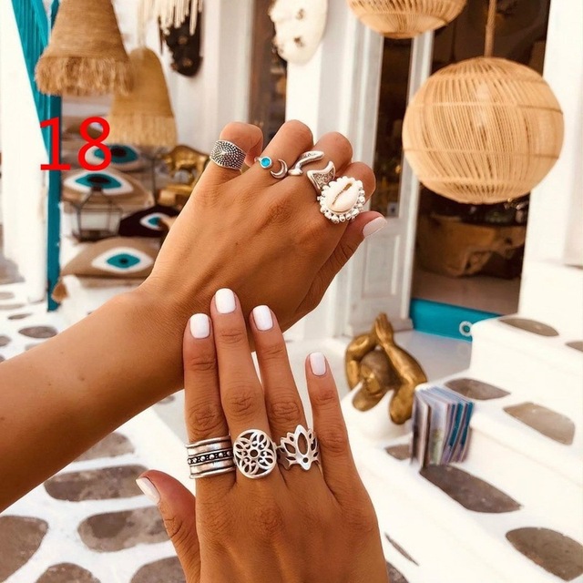 Gold Ring Set Teen Girls Matching Rings for Women Anillos Jewelry Sets Bague Femme Ringen Bohemian Heart Rings Woman