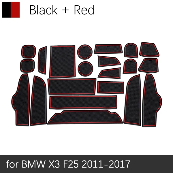 Противоскользящий резиновый коврик для дверных чашек для BMW X3 F25 2011~, аксессуары, автомобильные наклейки, коврик для телефона 2012 2013 - Название цвета: Красный