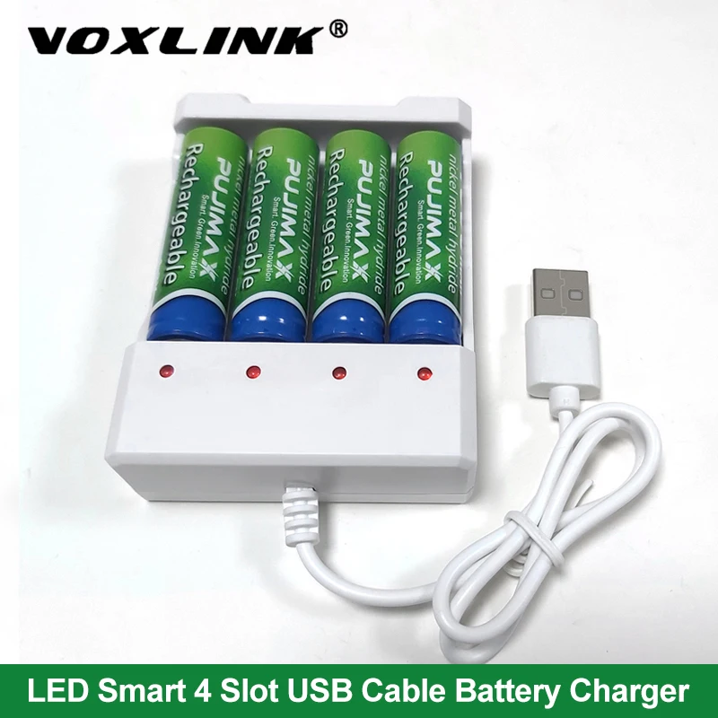 

VOXLINK USB Battery Charger 4slots With USB cable For AA/AAA Rechargeable Batteries Charger For remote control microphone camera