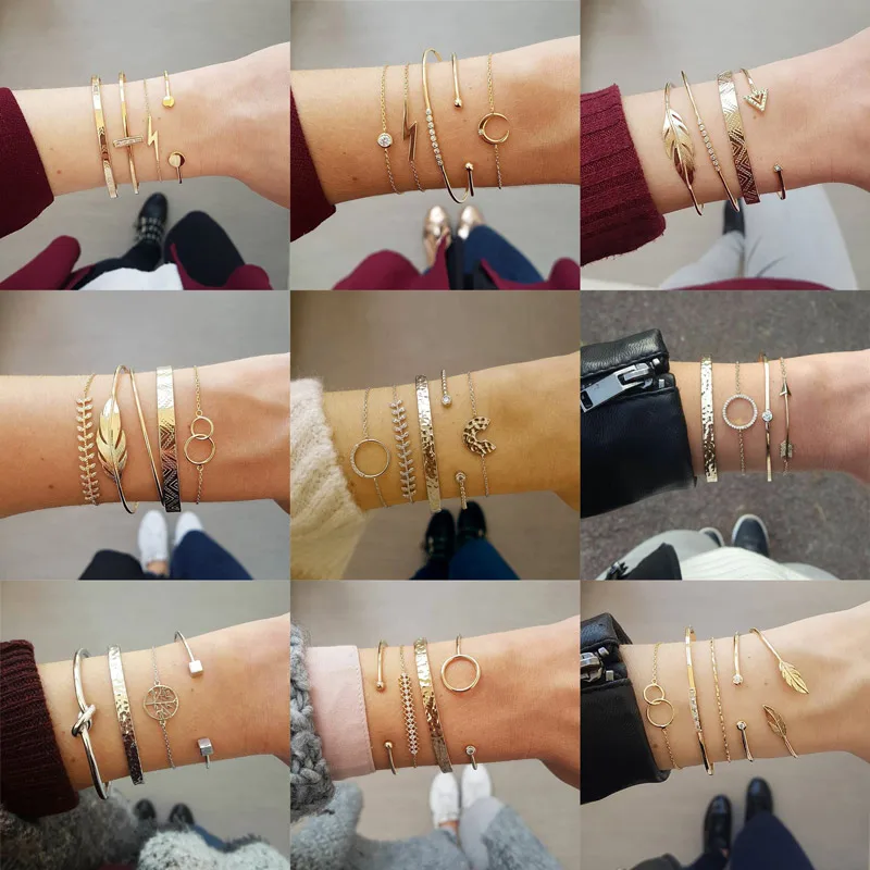 Комплект браслетов Modyle для женщин многослойные ювелирные украшения золотого