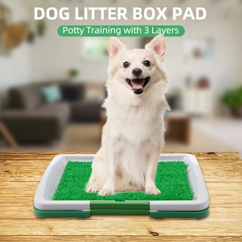 

3 Layer Pet Toilet Dog Litter Box Pad Potty Training Synthetic Grass Mesh Tray Pee Pad for Dogs Indoor Outdoor Use