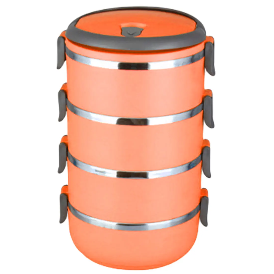 4 layer Orange Ланчбокс герметичный Ланч-бокс контейнер для еды портативный термо-Ланч-бокс из нержавеющей стали для офиса, кемпинга - Цвет: 4 layer Orange