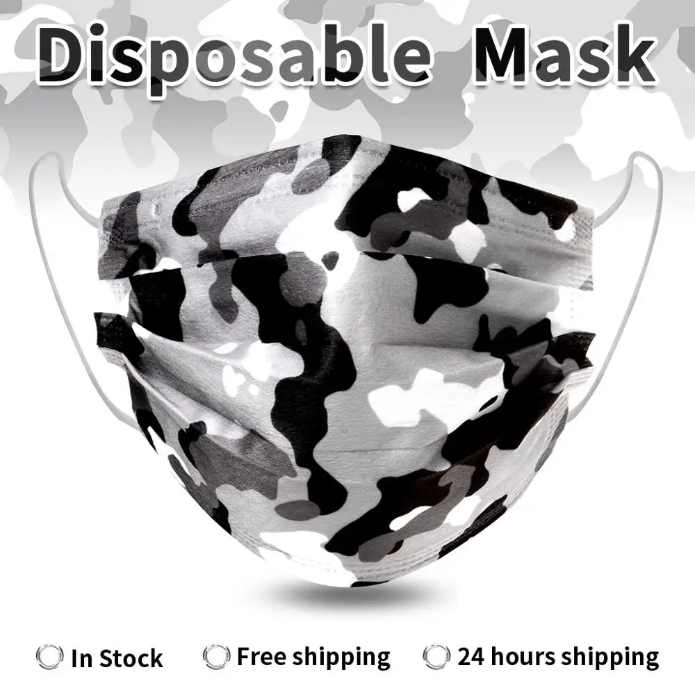 10-200 pces camuflagem máscara protetora descartável filtro de 3 camadas não-tecido respirável impressão adulto máscara boca segurança mondkapje mascarilla