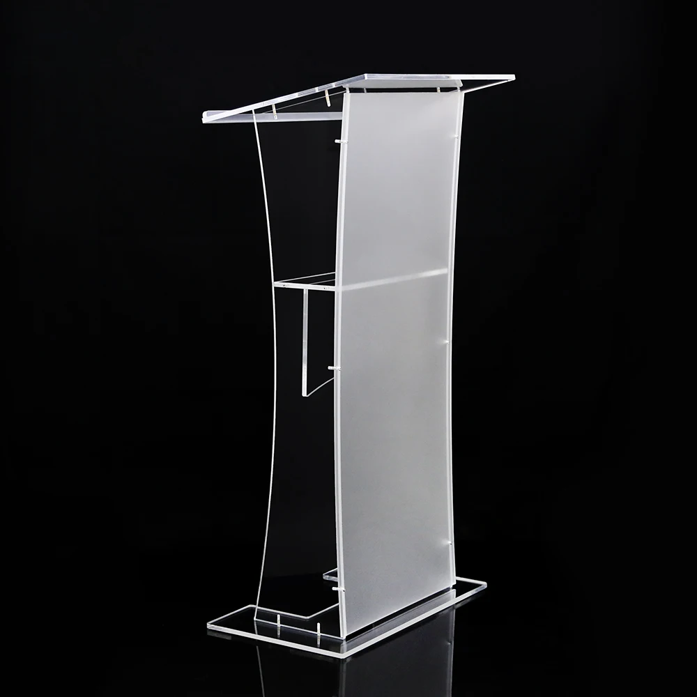 Acrylic Lectern Pulpits Podium Customized logo Modern Smart Plexiglass Pulpit School Church Podium Speaker's Stands with Shelf