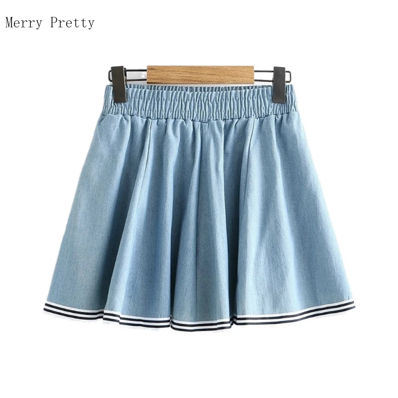 blue jean skirts elastic waist