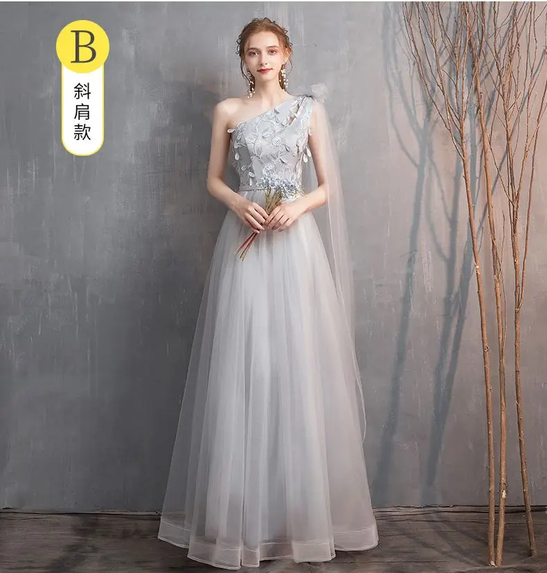 Черный Abito damigella new lace star 4 style A Line grey bridesmaid dress long vestido dama de honra wedding guest dress Plus size - Цвет: Черный