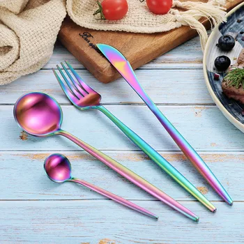 

4pcs/set Cutlery Set Dishes Sets Dinnerware Western Forks Knives Spoons Tableware Rose Gold Flatware Dropshipping Kitchen