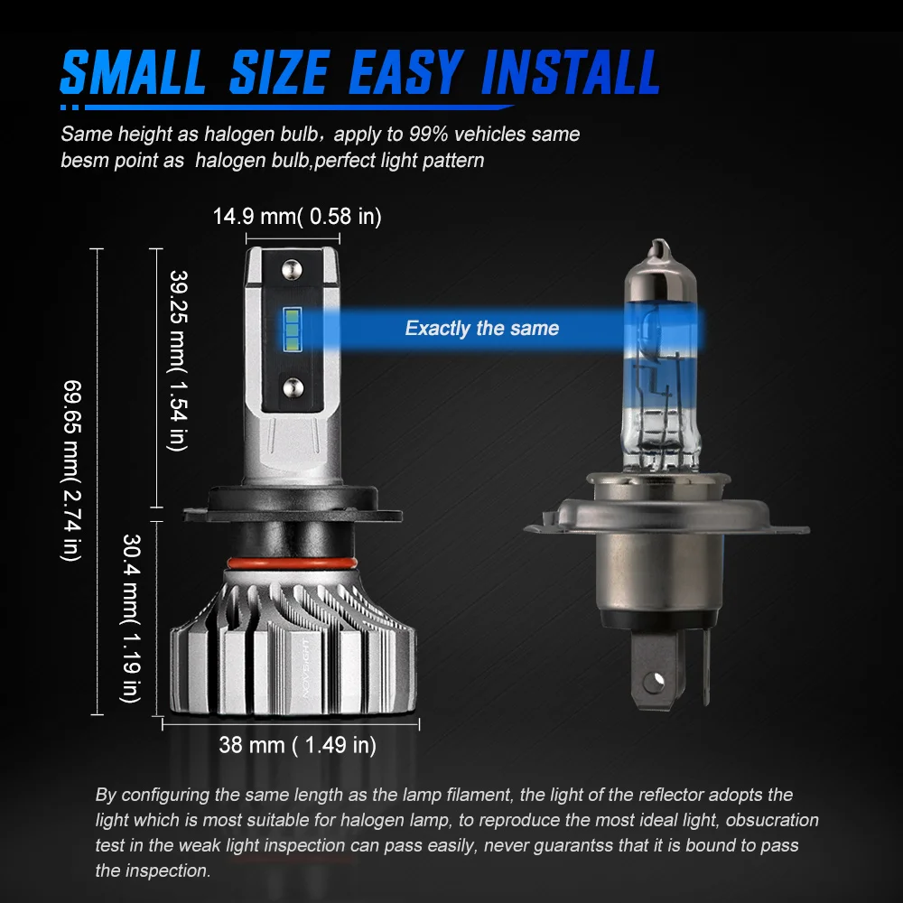 NOVSIGHT Led H7 Headlights Mini Car H4 9005 HB3 9006 HB4 9012 H1 H3 H11 H8 H9 Car Headlight Bulbs 8000LM 6500K 50W Fog lights