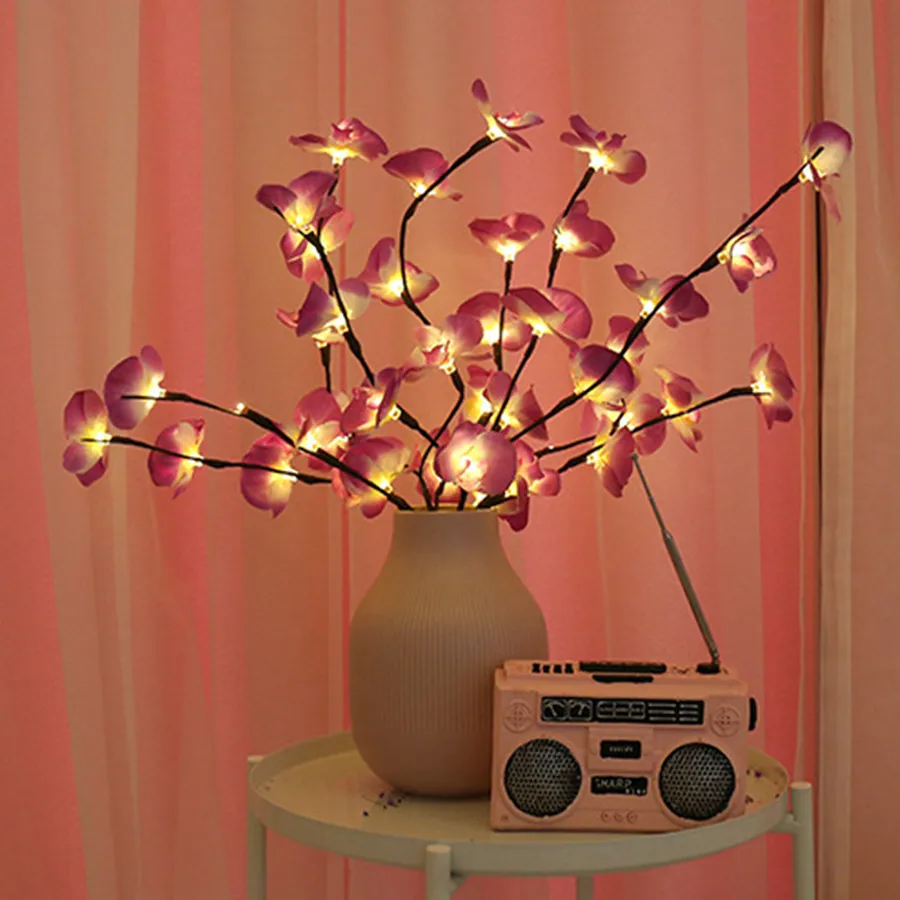 Thrisdar 20 светодиодный светильник "Ветка ивы" на батарейках имитация ветки орхидеи ваза-лампа наполнитель Цветочная ветка Сказочный светильник гирлянда