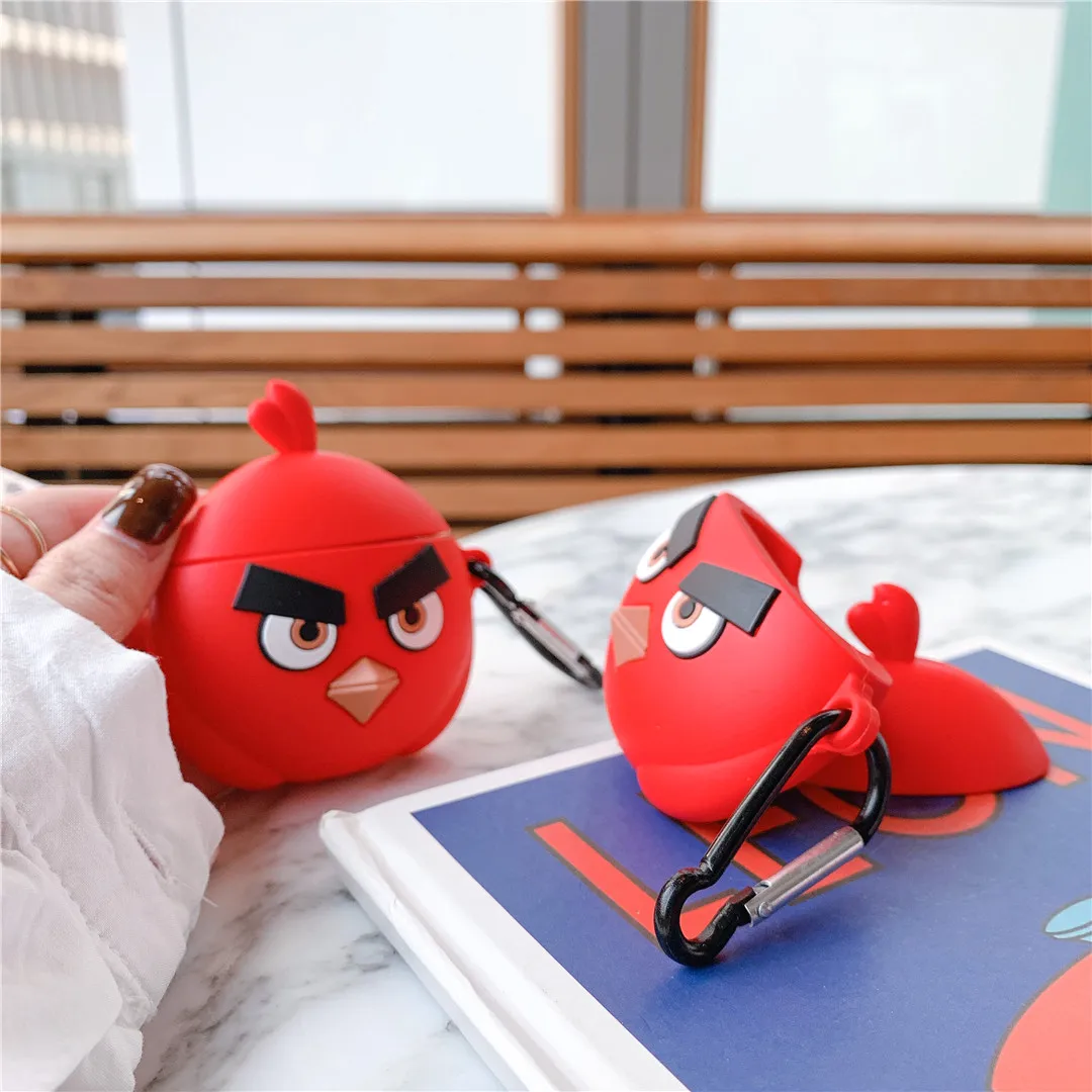 Милый силиконовый наушник с объемным мультипликационным принтом Angry bird Red bird чехол для Apple new AirPods 1/2 беспроводной bluetooth чехол для гарнитуры