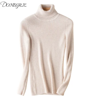 

2019 High Quality Women Sweater New Turtleneck Pullover Winter Tops Solid Cashmere Sweater Autumn Female Sweater