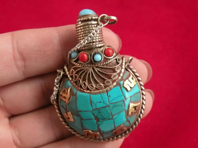 

Китайский старинный Тибетский бирюзовый табак бутылка
