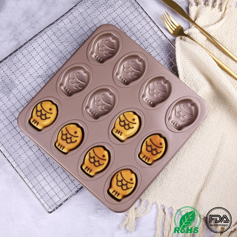 

Baking Mold Stay Cute Fish Cake Bread Baking Tray Carbon Steel Cake Baking Mould pattern Eggs Not Sticky Plat h3