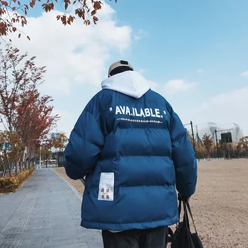 

2019 Winter New Korean Version Of The Trend Of Explosions Printing Stand Collar Plus Fertilizer XL PersonalityCasual Cotton Coat