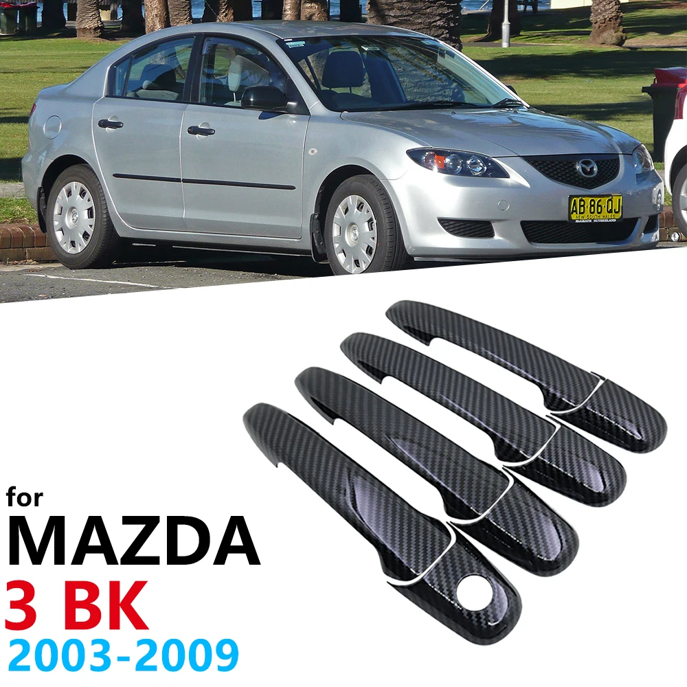 Набор обшивки ручек дверей из черного углеродного волокна для Mazda 3 Mazda3 BK Sedan Hatch 1st