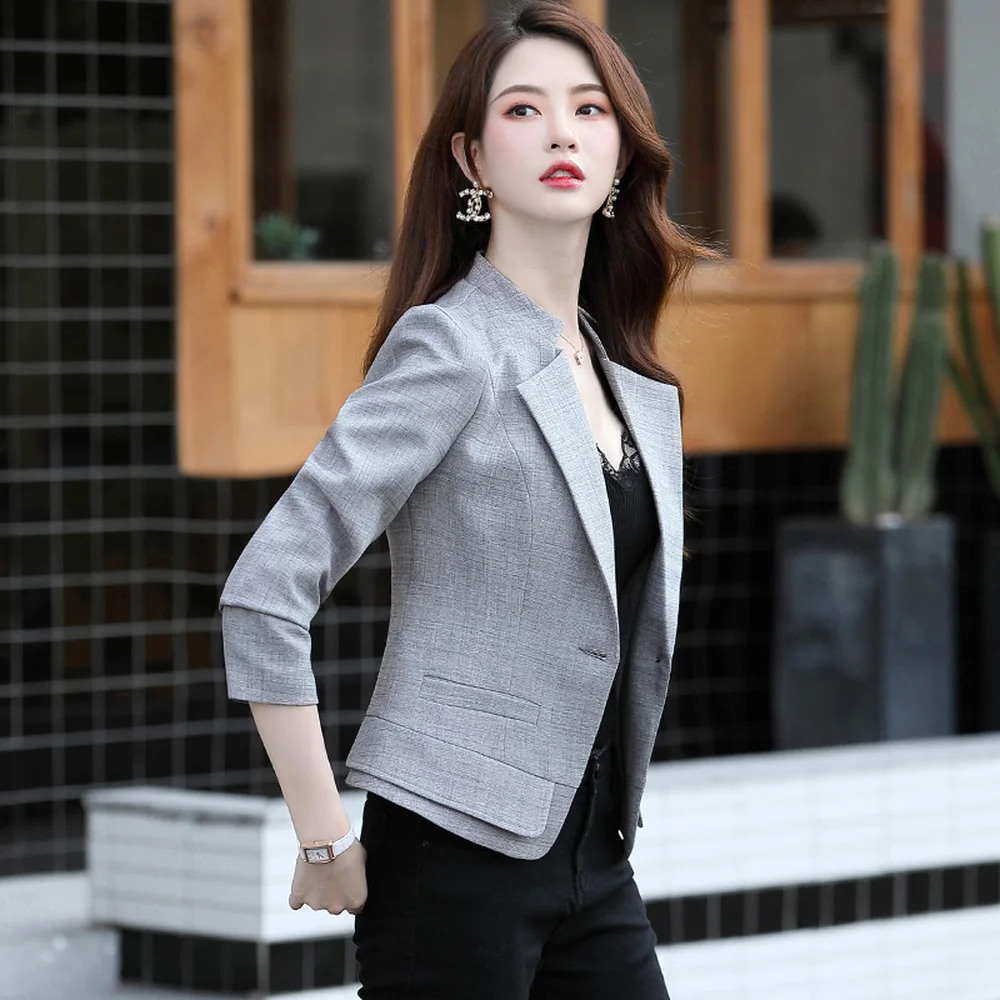 

Temperament Short Blazer Spring Autumn 2019 Fashion Single Button Small Suit Long Sleeve Jacket