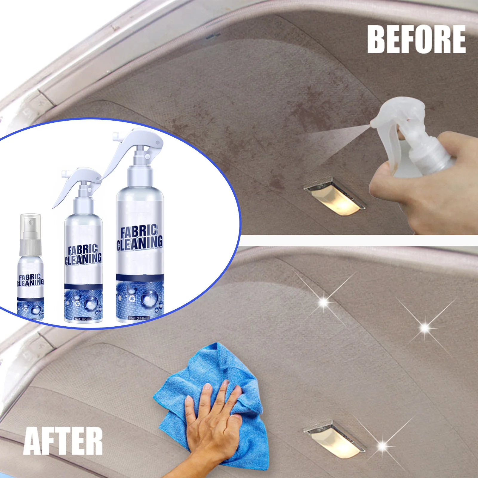 256ml Car Interior Fabric Cleaning Agent Leather Seat Cleaner Leather Flannel Woven Fabric Water-free Cleaning Agent Tool - Image 3