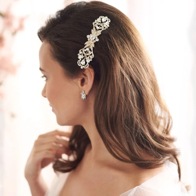 

Fashion Rose Gold Bridal Rhinestone Hair Comb Handmade Gold And Silver Hair Accessories Ladies Hair Clip Hair Comb Wedding Tiara