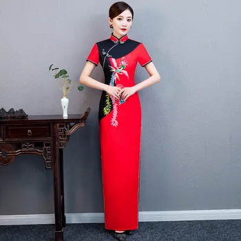 

Oversize 5XL Chinese Bride Wedding Dress Toast Clothing Traditional Mandarin Collar Cheongsam Vestido Sexy Evening Dress Gown