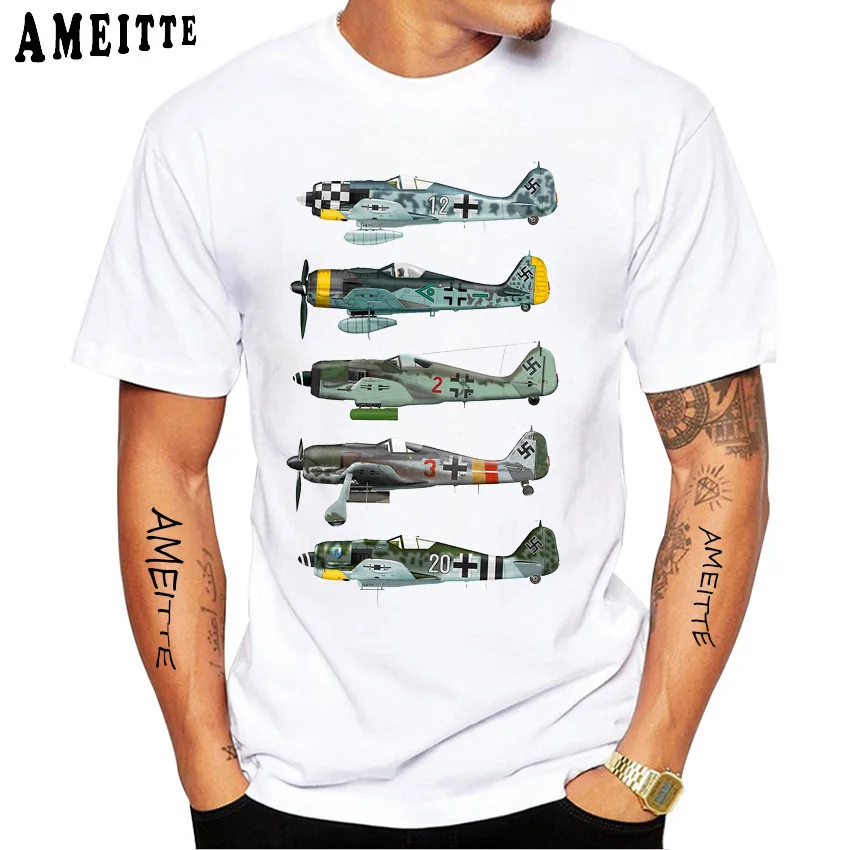 Забавный старый фокке-Вульф Fw190 Würger птица мясника самолет Футболка с принтом на