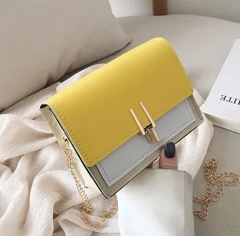 

2020 ladies shoulder bag Korean version of the female bag fashion casual wild chain new hit color crossbody bag