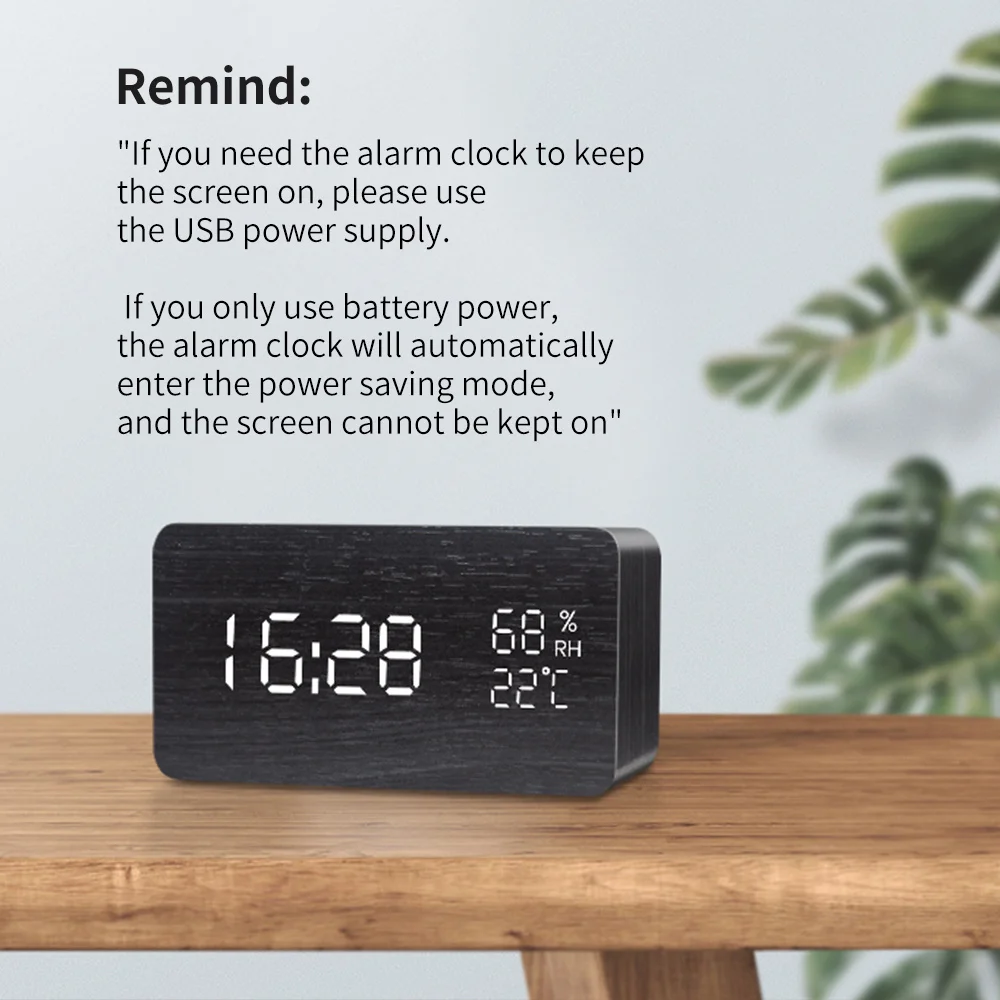 LED Wooden Digital Desk Alarm Clock