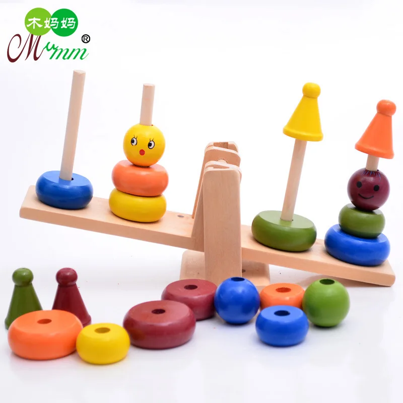 

Wooden Large Size Clown Balance Children'S Educational Rings Jenga Building Blocks Toy Kindergarten Early Childhood