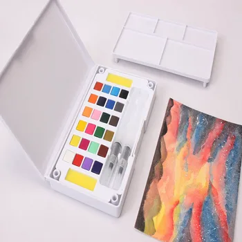 

12/24/36 Colors Solid Watercolor Paint Set With Water Brush Pen Foldable Travel Water Color Pigment For Draw Dropshipping