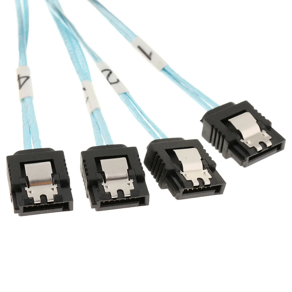 Mini SAS HD (SFF-8643) to 4*SATA Hard Drive Solid State Cable, 1.6Feet/0.5M Mini SAS Male to SATA Female Splitter