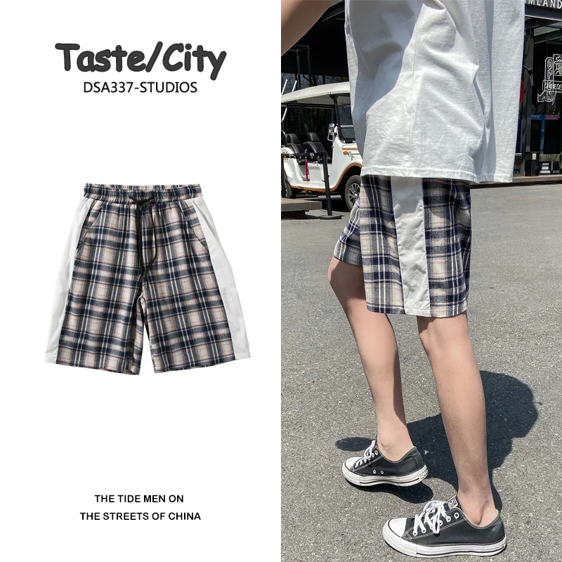 Summer Drawstring Plaid Shorts Men's Fashion Retro Casual Shorts Men Streetwear Wild Hip-hop Loose Beach Shorts Mens M-2XL Summer Drawstring Plaid Shorts Men's Fashion Retro Casual Shorts Men Streetwear Wild Hip-hop Loose Beach Shorts Mens M-2XL