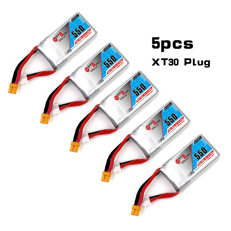 2/5 шт высокая скорость Gaoneng GNB 3s 11,1 V 550mAh 80C Lipo батарея XT30 JST Разъем для RC Ca lizzard95 FPV гоночный Квадрокоптер Дрон - Цвет: 5PCSXT30Plug