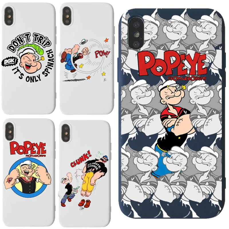 

Fashion Classic American Anime Popeye the Sailor case For iPhone X XS Max XR 6 6S 7 8 Plus Strong Man Popeye Soft Phone Cover